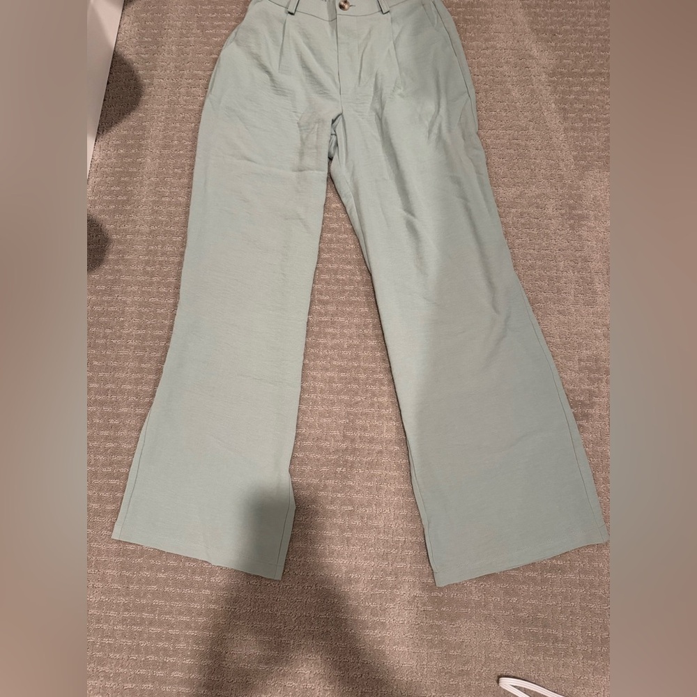 Light Green Wide-Leg Pants